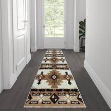Mohave Collection 2' x 7' Ivory Traditional Southwestern Style Area Rug - Olefin Fibers with Jute Backing [FLF-ACD-RGXR1M-27-IV-GG]