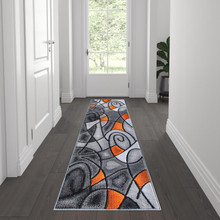 Jubilee Collection 2' x 7' Orange Abstract Area Rug - Olefin Rug with Jute Backing for Hallway, Entryway, Bedroom, Living Room [FLF-ACD-RGTRZ860-27-OR-GG]