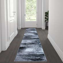 Rylan Collection 2' x 7' Gray Abstract Area Rug - Olefin Rug with Jute Backing for Hallway, Entryway, Bedroom, Living Room [FLF-ACD-RGTRZ863-27-GY-GG]