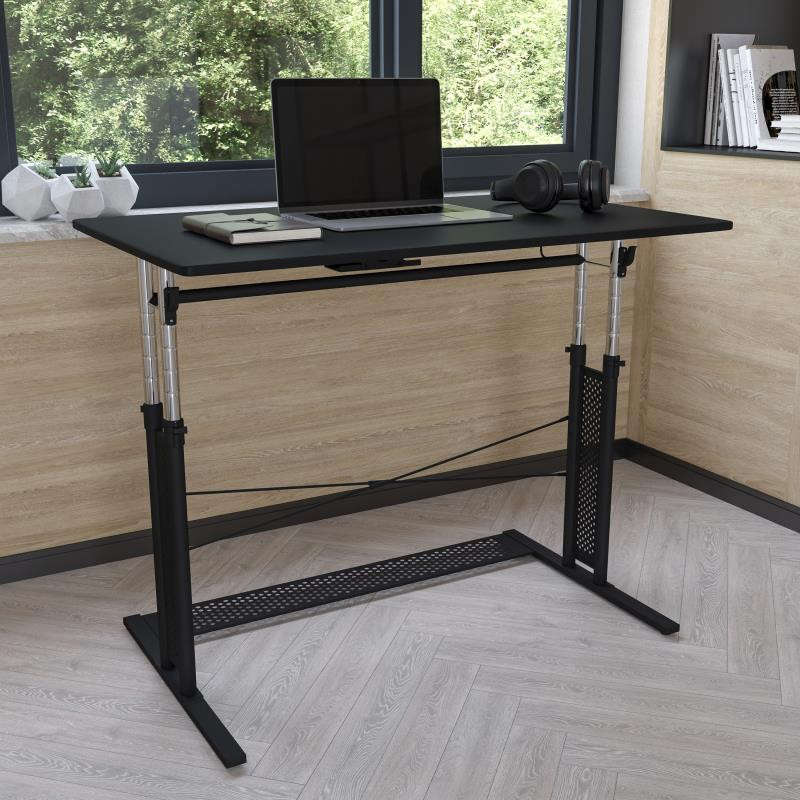 Height Adjustable 27.25 35.75 H Sit to Stand Home Office Desk Black FLF NAN JN 21908 GG