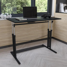 Height Adjustable (27.25-35.75"H) Sit to Stand Home Office Desk - Black [FLF-NAN-JN-21908-GG]