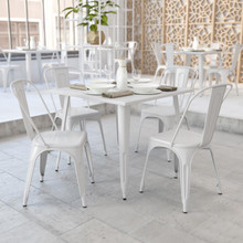 Commercial Grade 35.5" Square White Metal Indoor-Outdoor Table [FLF-CH-51050-29-WH-GG]