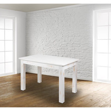 HERCULES Series 46" x 30" Rectangular Antique Rustic White Solid Pine Farm Dining Table [FLF-XA-F-46X30-WH-GG]