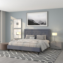 Roxbury King Size Tufted Upholstered Platform Bed in Light Gray Fabric [FLF-SL-BK5-K-LG-GG]
