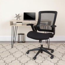 Mid-Back Black Mesh Executive Swivel Office Chair with Molded Foam Seat and Adjustable Arms [FLF-BL-LB-8803-GG]