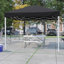 10'x10' Black Outdoor Pop Up Event Slanted Leg Canopy Tent with Carry Bag [FLF-JJ-GZ1010-BK-GG]