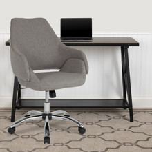 Madrid Home and Office Upholstered Mid-Back Chair in Light Gray Fabric [FLF-CH-177280-LGY-F-GG]