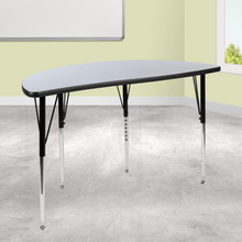 Wren 47.5" Half Circle Wave Flexible Collaborative Grey Thermal Laminate Activity Table - Standard Height Adjustable Legs [FLF-XU-A48-HCIRC-GY-T-A-GG]