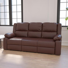 Harmony Series Brown LeatherSoft Sofa with Two Built-In Recliners [FLF-BT-70597-SOF-BN-GG]