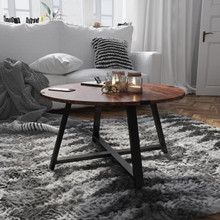 Avery Modern Metal Wrap X Base Driftwood Coffee Table [FLF-NAN-JH