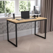 Tiverton Industrial Modern Desk - Commercial Grade Office Computer Desk and Home Office Desk - 47" Long (Maple/Black) [FLF-GC-GF156-12-MAP-BK-GG]