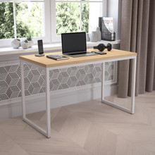 Tiverton Industrial Modern Desk - Commercial Grade Office Computer Desk and Home Office Desk - 47" Long (Maple/White) [FLF-GC-GF156-12-MAP-WH-GG]