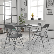 5 Piece Gray Folding Card Table and Chair Set [FLF-JB-1-GY-GG]