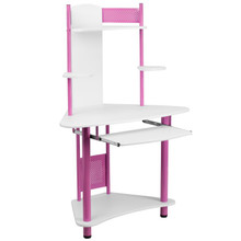 Pink Corner Computer Desk with Hutch [FLF-NAN-JN-2705-PK-GG]