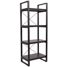 Thompson Collection 4 Shelf 62"H Etagere Bookcase in Charcoal Wood Grain Finish [FLF-NAN-JH-1734-GG]