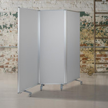 Double Sided Mobile Magnetic Whiteboard/Cloth Partition with Lockable Casters, 72"H x 24"W (3 sections included) [FLF-BR-PTT001-3-MP-60183-GG]
