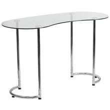 Contemporary Desk with Curvaceous Clear Tempered Glass [FLF-NAN-YLCD1235-GG]