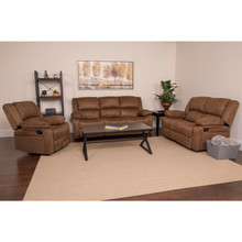 Harmony Series Chocolate Brown Microfiber Reclining Sofa Set [FLF-BT-70597-RLS-SET-BN-MIC-GG]