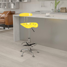 Vibrant Yellow and Chrome Drafting Stool with Tractor Seat [FLF-LF-215-YELLOW-GG]
