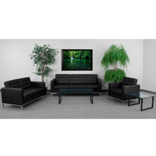 HERCULES Lacey Series Reception Set in Black LeatherSoft [FLF-ZB-LACEY-831-2-SET-BK-GG]