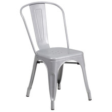 Commercial Grade Silver Metal Indoor-Outdoor Stackable Chair