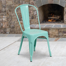 Commercial Grade Mint Green Metal Indoor-Outdoor Stackable Chair [FLF-ET-3534-MINT-GG]