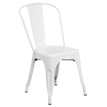 Commercial Grade White Metal Indoor-Outdoor Stackable Chair