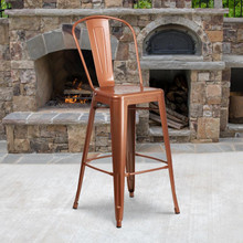 Commercial Grade 30" High Copper Metal Indoor-Outdoor Barstool with Back [FLF-ET-3534-30-POC-GG]