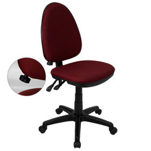Mid-Back Burgundy Fabric Multifunction Swivel Ergonomic Task Office Chair with Adjustable Lumbar Support [FLF-WL-A654MG-BY-GG]