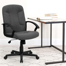 Mid-Back Gray Fabric Executive Swivel Office Chair with Nylon Arms [FLF-GO-ST-6-GY-GG]