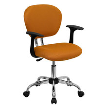 Mid-Back Orange Mesh Padded Swivel Task Office Chair with Chrome Base and Arms [FLF-H-2376-F-ORG-ARMS-GG]