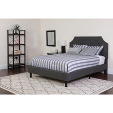 Brighton Twin Size Tufted Upholstered Platform Bed in Dark Gray Fabric with Memory Foam Mattress [FLF-SL-BMF-13-GG]