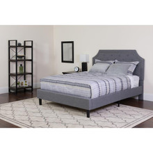 Brighton Twin Size Tufted Upholstered Platform Bed in Light Gray Fabric with Memory Foam Mattress [FLF-SL-BMF-9-GG]