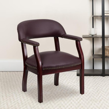 Burgundy LeatherSoft Conference Chair with Accent Nail Trim [FLF-B-Z105-LF19-LEA-GG]