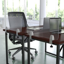 Clear Acrylic Desk Partition, 12"H x 23"L (Hardware Included) [FLF-BR-DDIA-3058-GG]