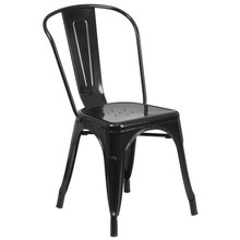 Commercial Grade Black Metal Indoor-Outdoor Stackable Chair