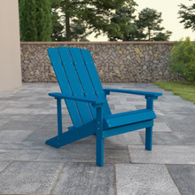 Charlestown All-Weather Poly Resin Wood Adirondack Chair in Blue [FLF-JJ-C14501-BLU-GG]