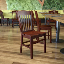HERCULES Series School House Back Mahogany Wood Restaurant Chair [FLF-XU-DG-W0006-MAH-GG]