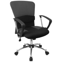 Mid-Back Grey Mesh Swivel Task Office Chair with Adjustable Lumbar Support and Arms [FLF-LF-W23-GREY-GG]