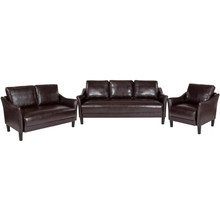 Asti 3 Piece Upholstered Set in Brown LeatherSoft [FLF-SL-SF915-SET-BRN-GG]