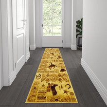 Brooks Collection 2' x 7' Brown Western Inspired Runner Area Rug for Indoor Use [FLF-ACD-RG210-27-BN-GG]