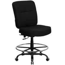 HERCULES Series Big & Tall 400 lb. Rated Black Fabric Ergonomic Drafting Chair with Rectangular Back [FLF-WL-735SYG-BK-D-GG]
