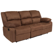 Harmony Series Chocolate Brown Microfiber Sofa with Two Built-In Recliners [FLF-BT-70597-SOF-BN-MIC-GG]