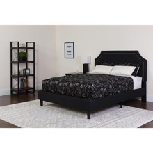 Brighton Queen Size Tufted Upholstered Platform Bed in Black Fabric with Pocket Spring Mattress [FLF-SL-BM-7-GG]
