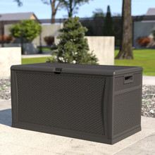 Nobu 120 Gallon Plastic Deck Box - Outdoor Waterproof Storage Box for Patio Cushions, Garden Tools and Pool Toys, Gray [FLF-QT-KTL-4023GY-GG]