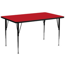 Wren 30''W x 72''L Rectangular Red HP Laminate Activity Table - Standard Height Adjustable Legs [FLF-XU-A3072-REC-RED-H-A-GG]