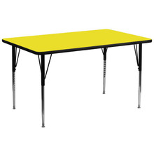 Wren 30''W x 72''L Rectangular Yellow HP Laminate Activity Table - Standard Height Adjustable Legs [FLF-XU-A3072-REC-YEL-H-A-GG]