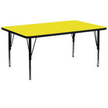 Wren 30''W x 72''L Rectangular Yellow HP Laminate Activity Table - Height Adjustable Short Legs [FLF-XU-A3072-REC-YEL-H-P-GG]