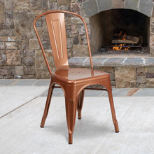 Commercial Grade Copper Metal Indoor-Outdoor Stackable Chair [FLF-ET-3534-POC-GG]