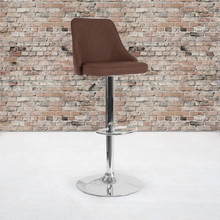 Trieste Contemporary Adjustable Height Barstool in Brown Fabric [FLF-DS-8121A-BRN-F-GG]